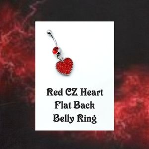 5/$10 | Red CZ Paved Heart Belly Ring